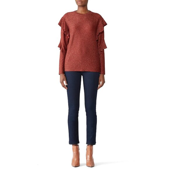 Scotch & Soda Metallic Thread Ruffle Top Womens Size S fits M Party Maximalist - Picture 1 of 9